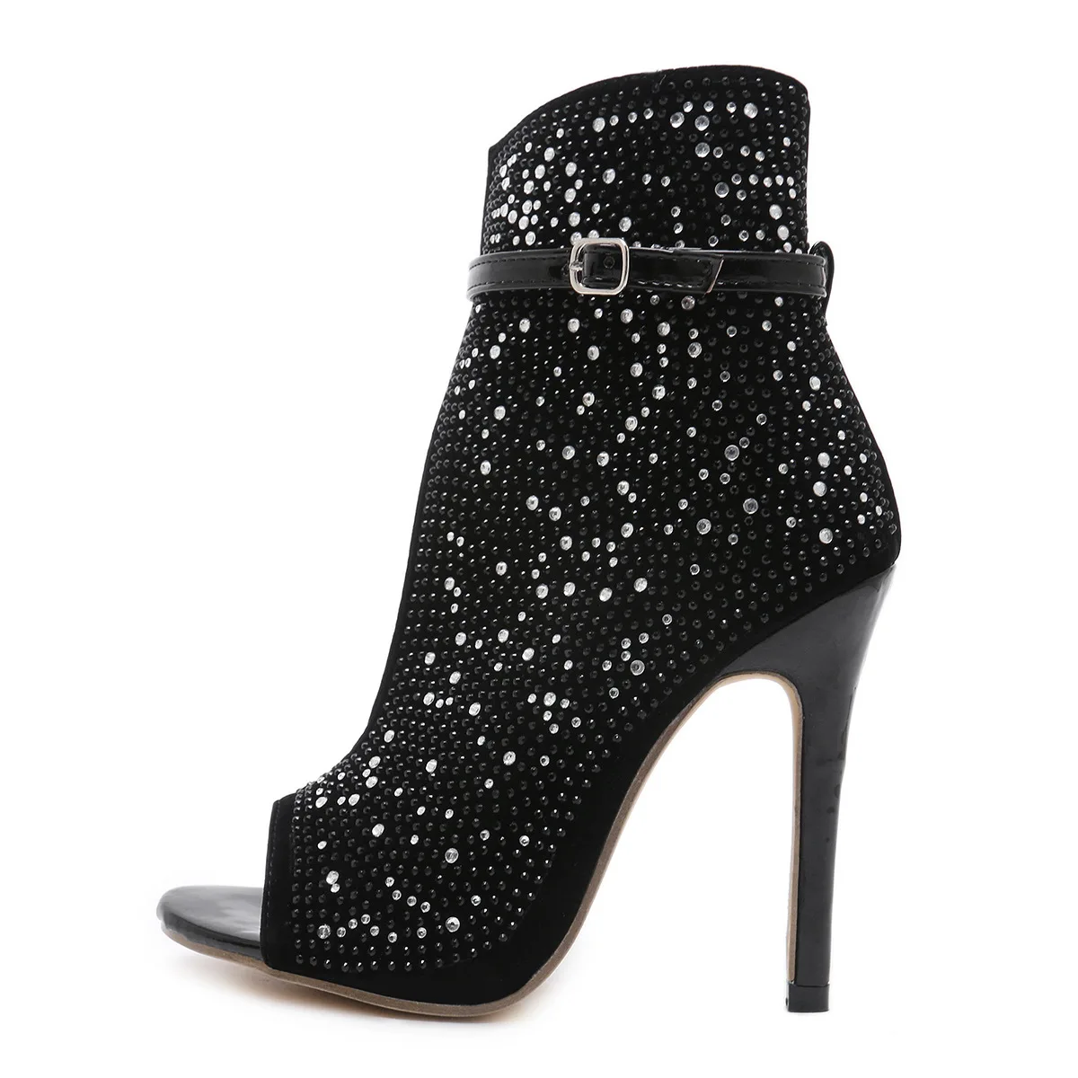 black heels with diamond heel