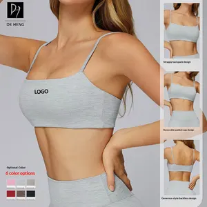 Custom High Support Sports Bra Sujetador Deportivo Thin Spaghetti Strap Training Bras Backless Plus Size Sports Bra for Women