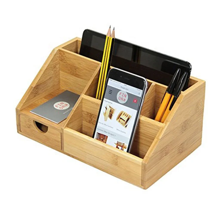 Recycled Office Stationery Bamboo Desk Organizer For Sundries - Buy ...