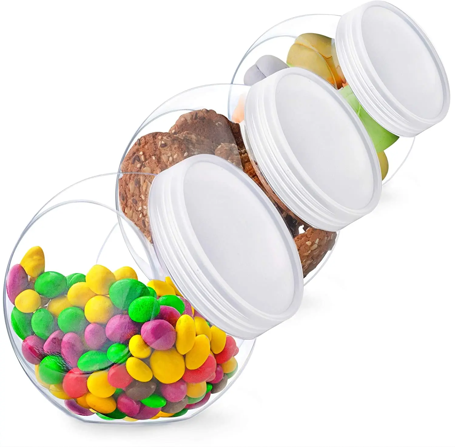 Upper Midland Products [3PK] Tarros de caramelo para buffet de  dulces con cucharas de caramelo – Juego de recipientes de plástico para  exhibición de dulces con tapas para fiestas, mesa de