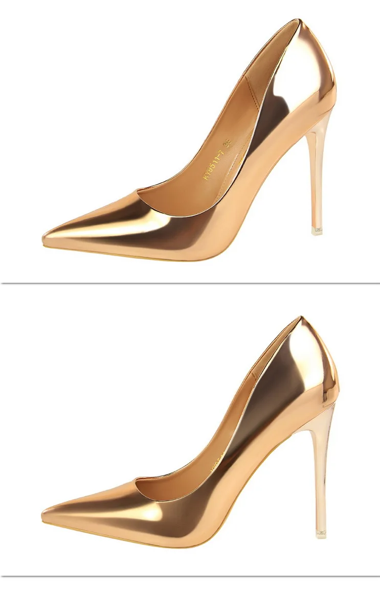 Zapatos para Mujer Boda Puntera en Punta Aguja Tacones Altos Bombas Charol  sexy | eBay