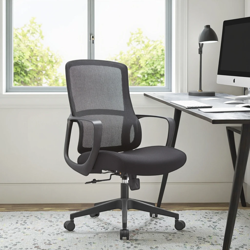 New Arrival JYG-Bell B Black Rubber Ergonomic Executive Office Chair Butterfly Base Breathable Fixed Armrest Adjustable Height 2
