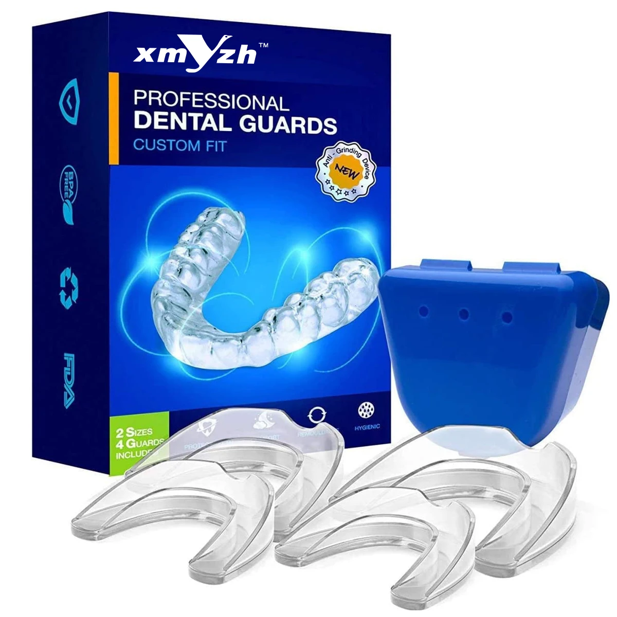 Protezione orale per apnea notturna, sollievo dal russare e protezione contro il digrignamento dei denti, paradenti in plastica ecologica anti-digrignamento