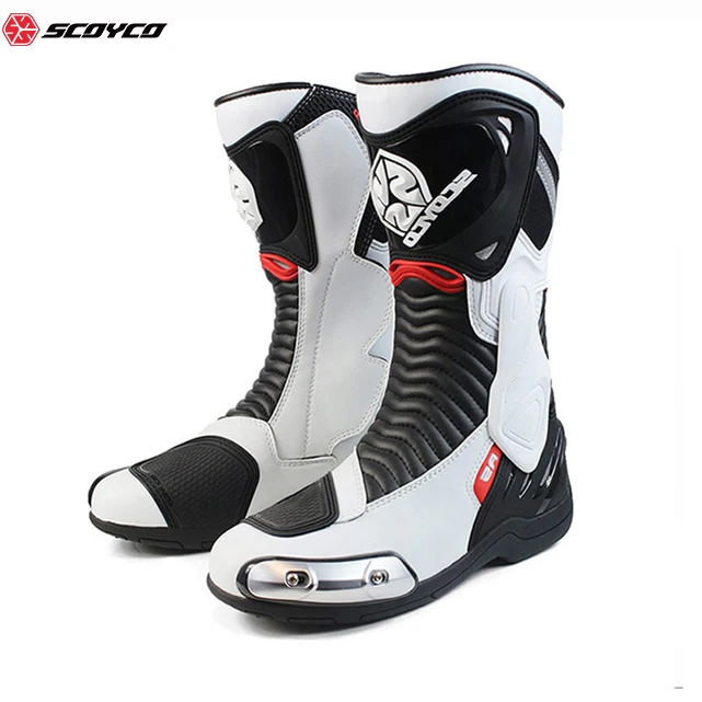 HUDJX Botas de moto impermeables para carreras, protección  blindada, botas de motocross en carretera, cómodas botas largas hasta el  tobillo, botas deportivas de cuero para motocicleta : Automotriz