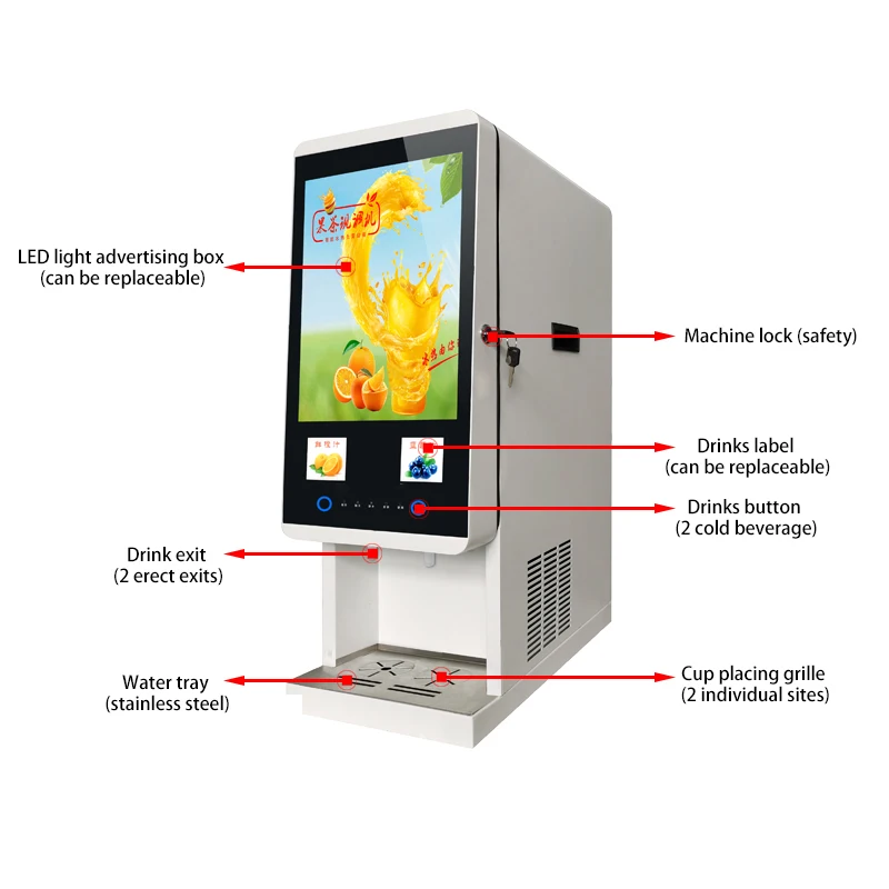 J20SC Cold Juice Vending Machine with Compressor Refrigerating System Coffee Vending Machine Good Hygiene and Food Safety