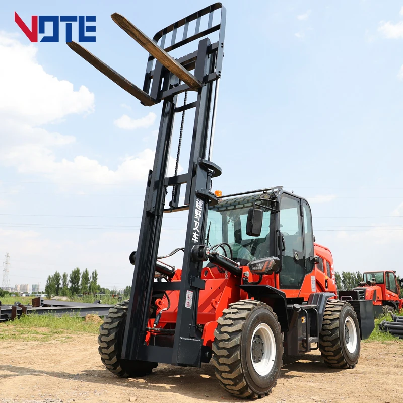 VOTE China 4x4 Drive Forklift off Road Four Wheel All Terrain Forklift 3Ton Truck Handling Equipment Applicable diesel Home Farm