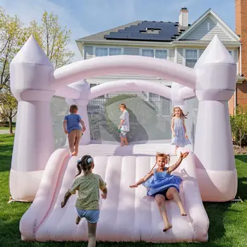 Commercial White 13x13 Inflatable Bouncy Castle with Wedding Slide for Kids and Adults for Trampoline Parks and Bounce Houses