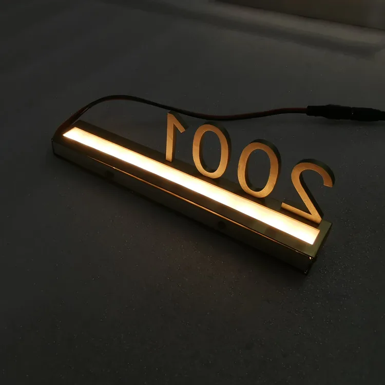 Индивидуальный номер для гостиничной компании, декоративный номер, номер дома, знак, табличка из нержавеющей стали, светодиодный светильник