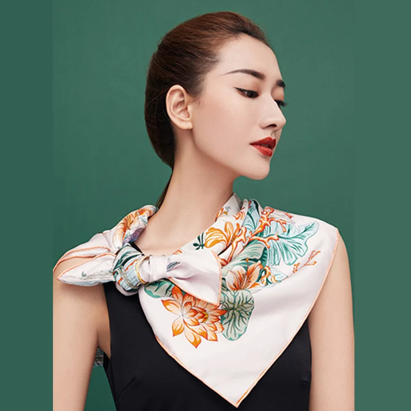 Wholesale Custom Neck Silk Scarf Designer Printing Printed Women Ladies