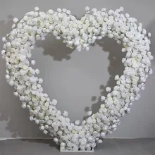 New 2.4 meters green plant rose heart frame flower wedding stage background decoration simulation rose row flowers