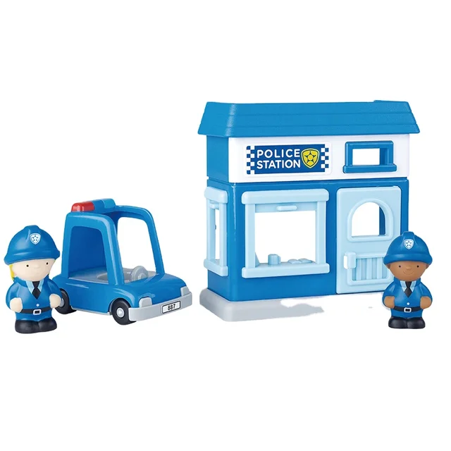 Playgo Unisex POLICE FORCE STATION Set Includes Police Car and Police Station Doll