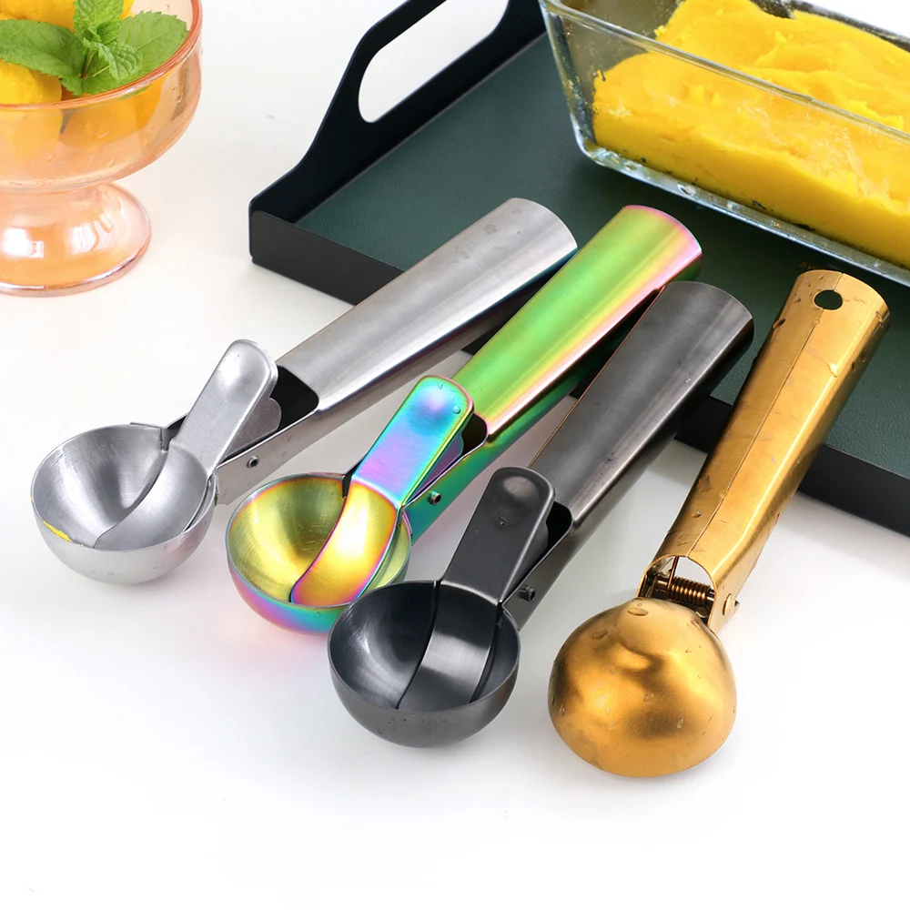 Easy Release High Quality Material Dessert Utensils Stainless Steel Ice Cream Scoop Ice Cream Server With Trtigger
