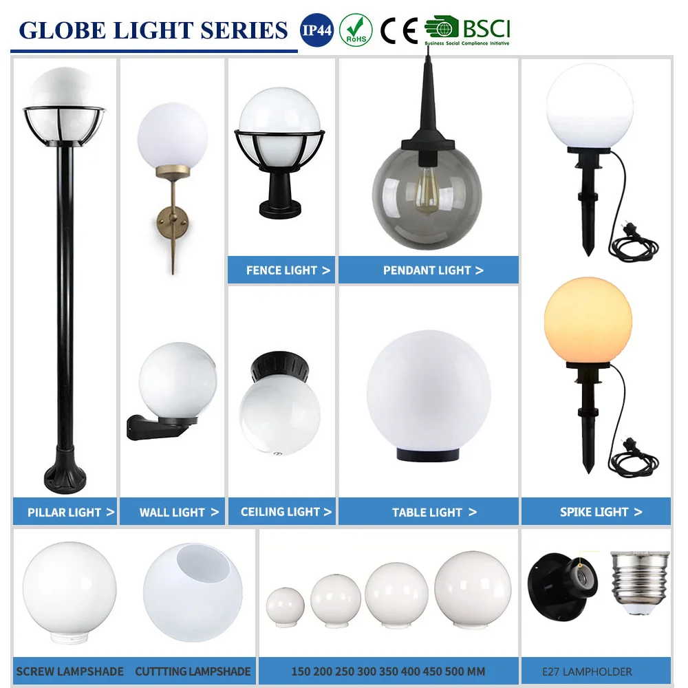 250mm 40 Watt Led Garden Globe Lamp Plastic Outdoor Round Ball Shape