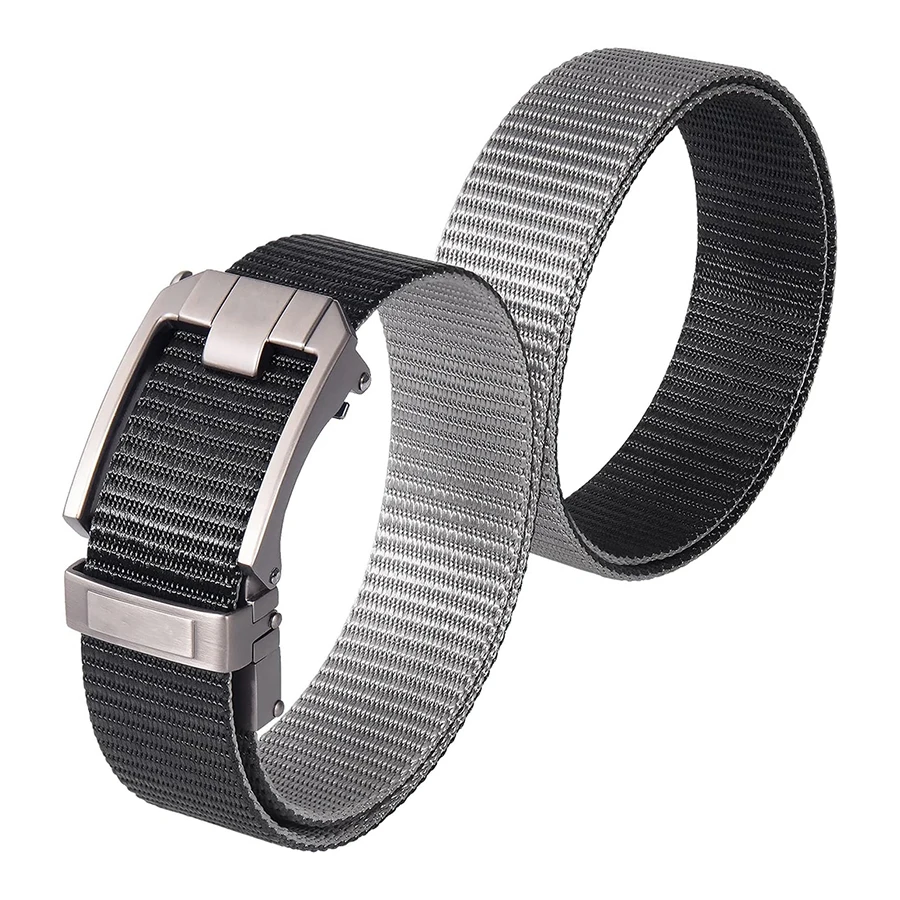 Wear-resistant Lightweight Reversible Ratchet Belt Nylon Web Tactical Work Belt with Automatic Slide Buckle
