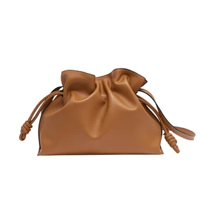 Larger Cowhide Leather Soft Women Handbags String Cow Split Leather Retro Genuine Shoulder Bags Lucky Bag