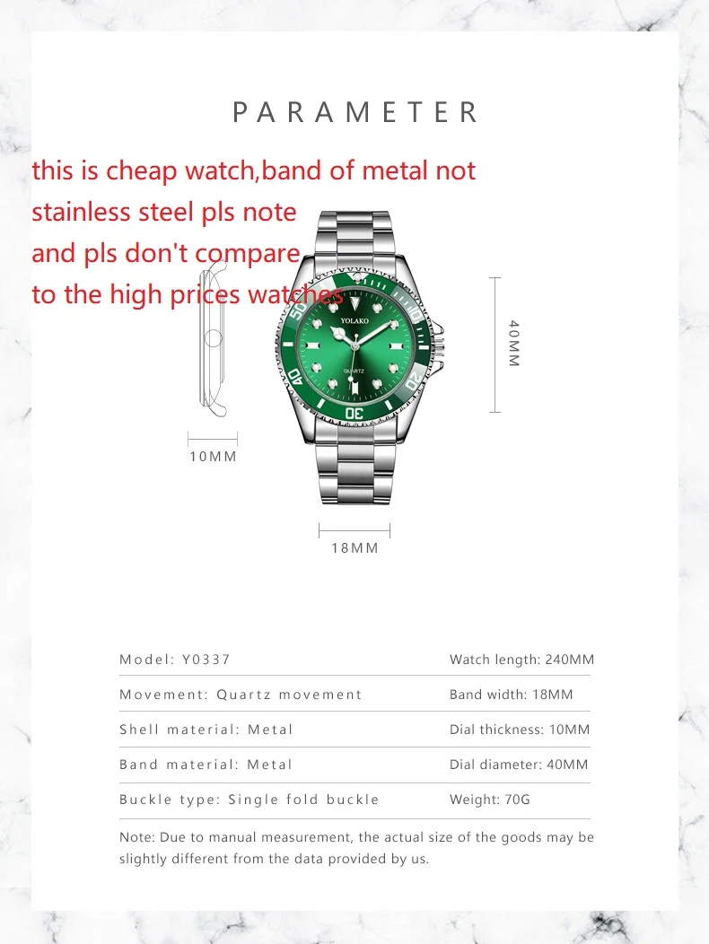 2024 Luxury Classic Men Watches Men Fashion Sport Watches YOLAKO Stainless Steel Date Analog Quartz Watch Reloj Hombre