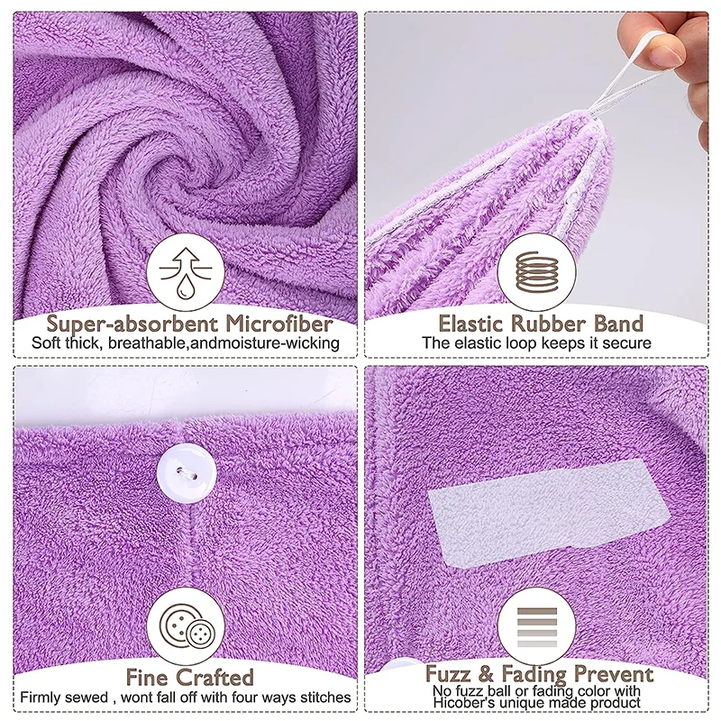 Custom Logo Super Absorbent Quick Dry Soft Magic Turban Microfiber Hair ...