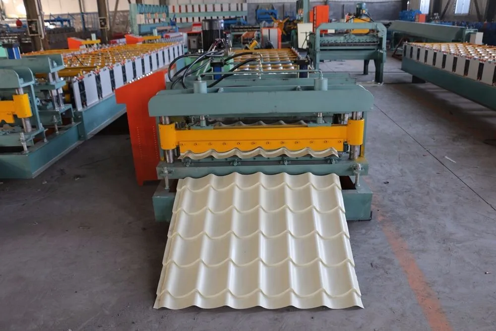 Glazed Colored Roof Tiles Making Machine Line Ceramic Machinery  Galvanized Tile Export to Russia 1100 Roll Forming Machine