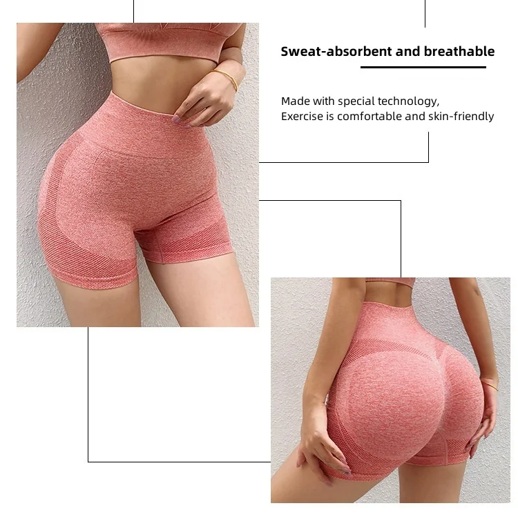 Women's Seamless Sports Yoga Shorts High Waist Push Up Gym Shorts Lightweight Running Yoga Leg Shorts supplier