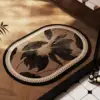 Dos marron + grande fleur noire + bord noir - ovale