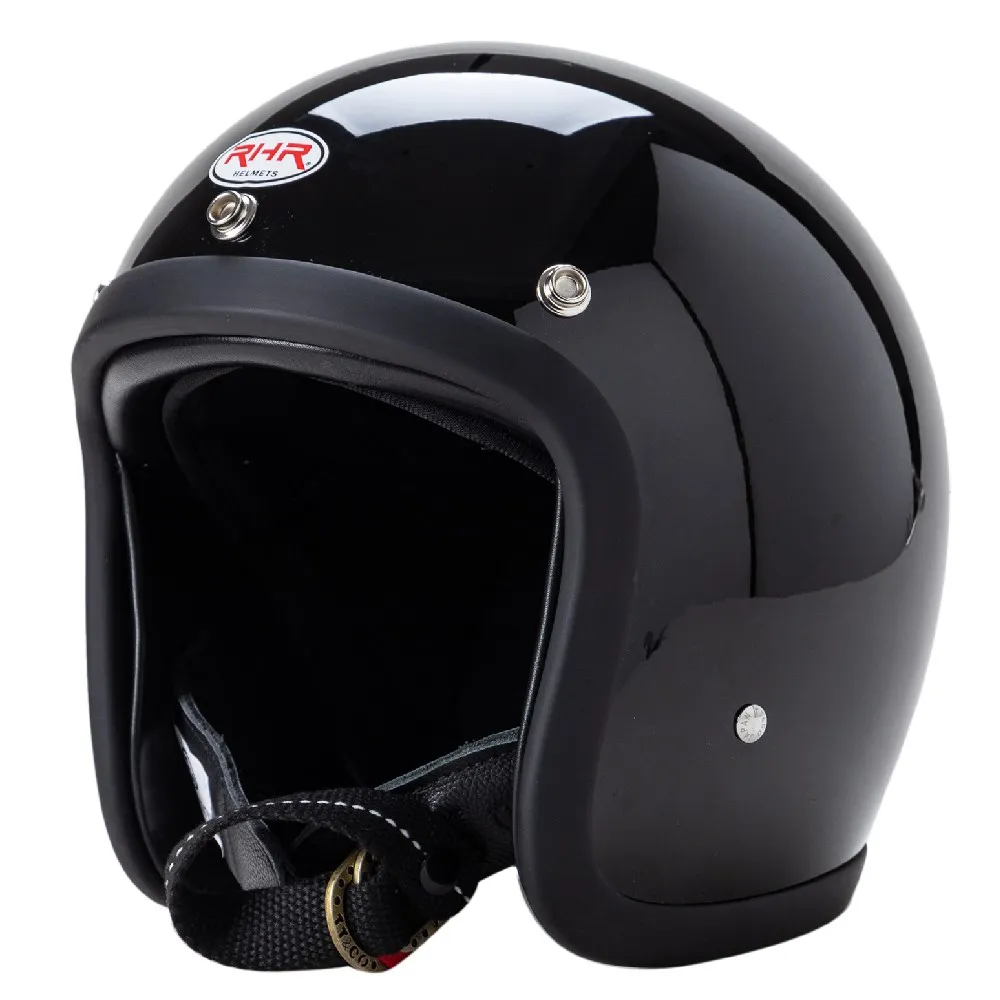 Black 500 TX Jet Japan Style Open Face Motorcycle Helmet