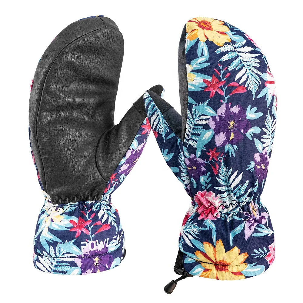 OEM ODM Custom Factory Made Sublimation Printed Waterproof Windproof Ski Gloves/leather Snowboarding Snow Mittens for Men Women