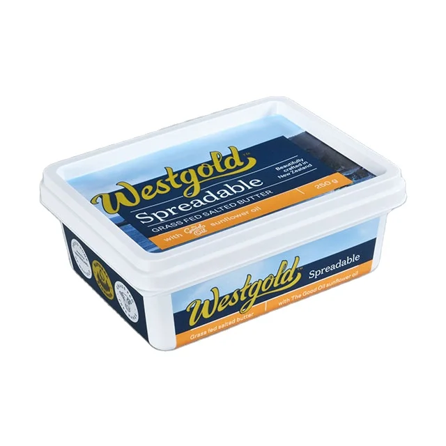 BRC Certificate Retail Disposable Rectangular 250g IML  Butter  Plastic Container pp Margarine Packaging Box with Lid