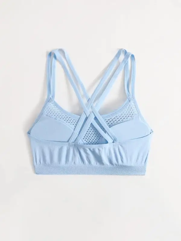 Sexy Mesh Sport Wear Breathable Gym Tops Wholesale fitness yoga wear with removable pads mesh seamless sports bra