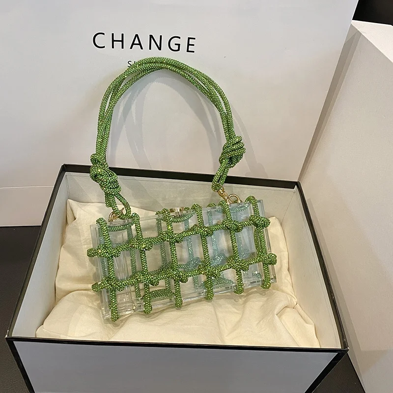 2023 New Design Acrylic Clear Luxury Clutch Purse Small Designer Handbag  Famous Brand Women Hand Bags Ladies Shoulder Bag