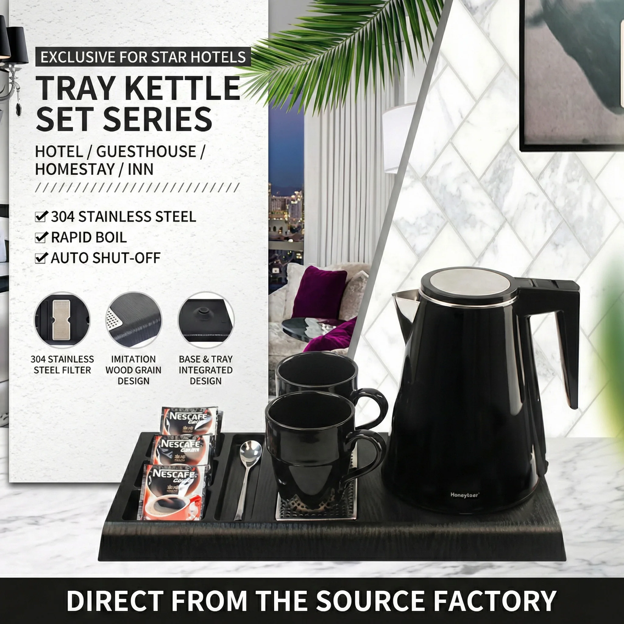 High Quality Stainless Steel Electric Kettle with Temperature Control 0.8L Capacity Portable for Home & Hotel Use