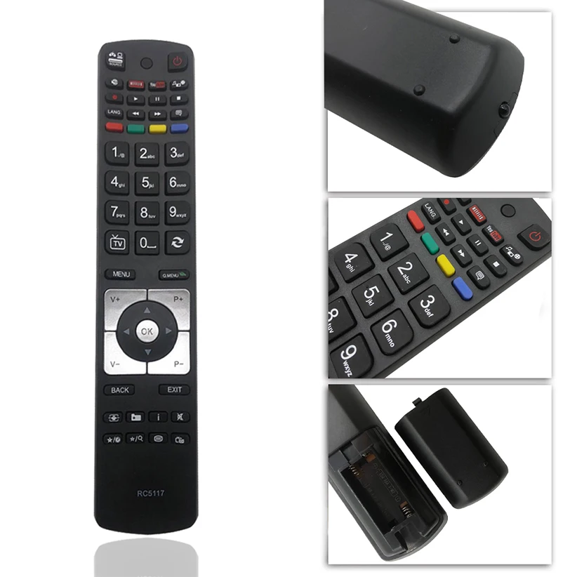 Replacement Remote Control RC5117 for All Hitachi Techwood LUXOR Technika Digihome Alba Telefunken Polaroid FINLUX Bush Smart TV