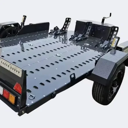 Self  Tipping Remote Control Loading Ramp Ribbed Steel Floor Small Motorbike Trailer