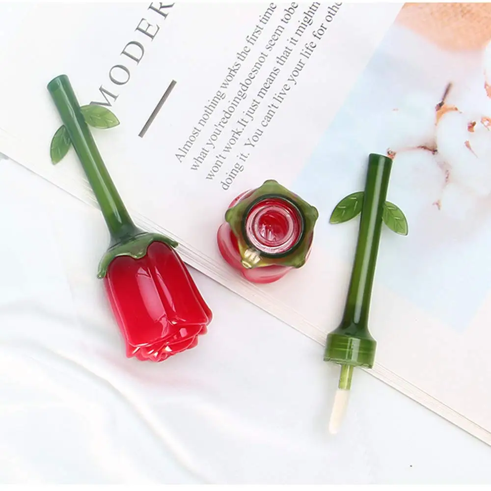 Unique Custom Empty Plastic Flower Shape Lip Gloss Tubes Lipgloss Container Rose