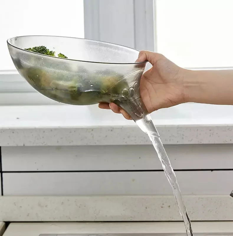 Multifunction Plastic Colander with Spout Filter Kitchen Strainer Basket Funnel for Fruits Veggies Drain Bowls Strainer