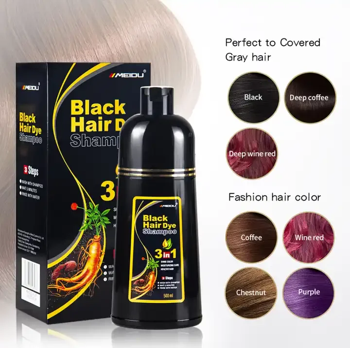 ナチュラルオーガニックコラーゲンブラックヘアダイシャンプー 3 in 1