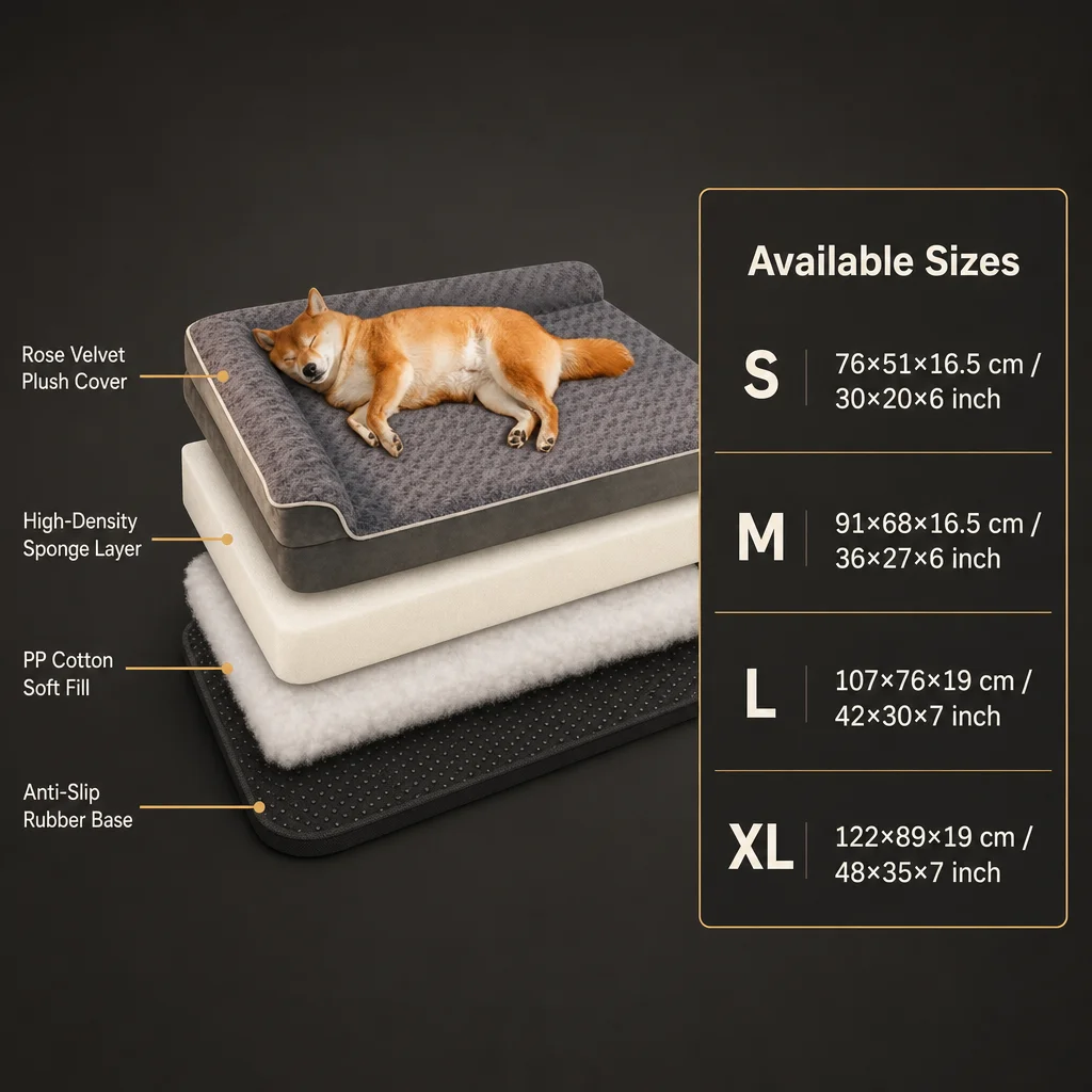 Fancie Low Bolster Dog Bed Rose — Product details 4