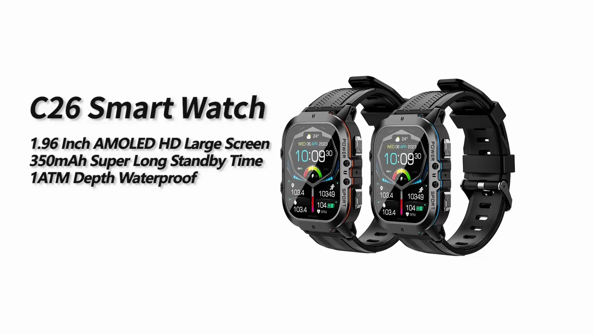 C26 Smart Watch 2023 For Men Outdoor Blood Pressure 1atm Waterproof