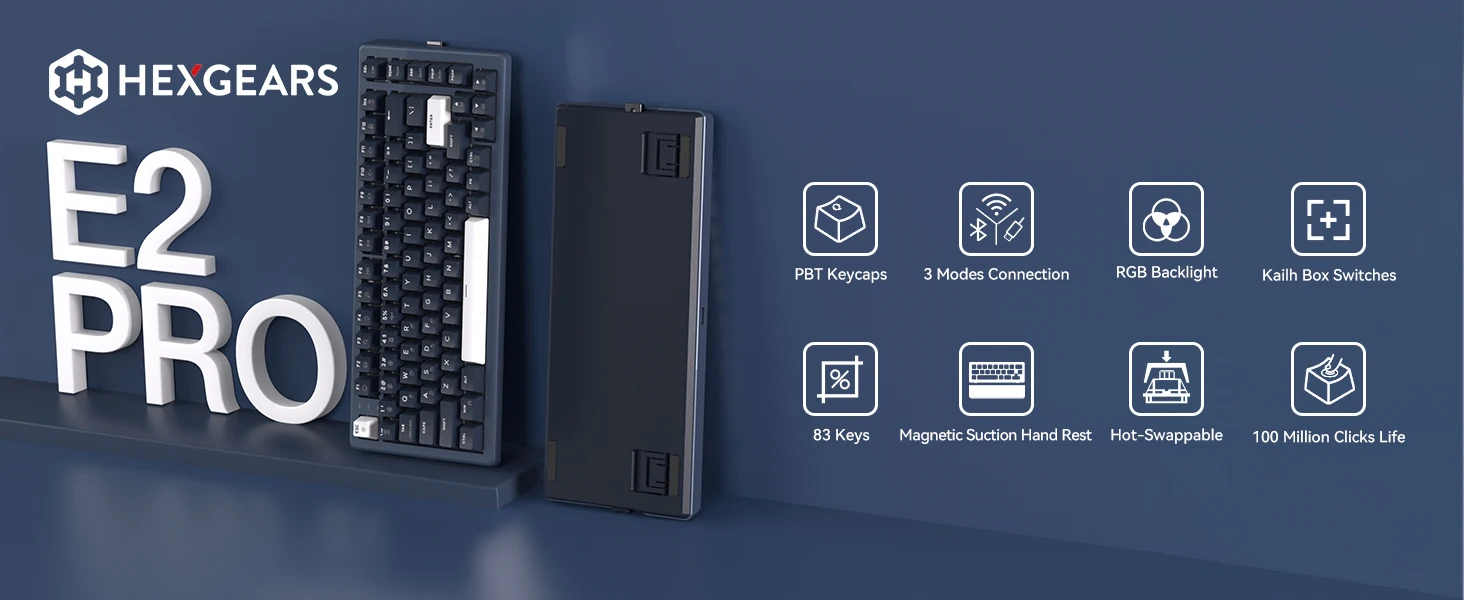 Hexgears E2 Pro Wireless Mechanical Keyboard - Gaming & Office