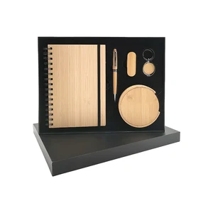 New Arrival Custom Logo Bamboo 5-in-1 Business Notebook Gift Set Luxury Corporate Promotional Luxury Box Included