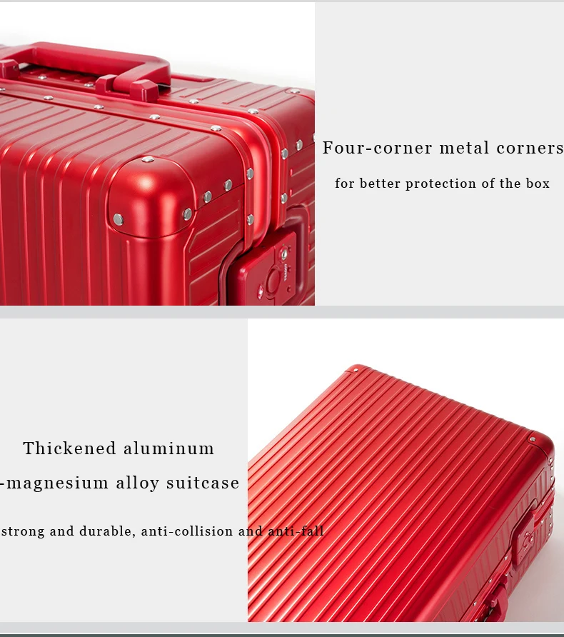 Wholesale aluminum luggage with full aluminum shell  20"24inch Travel Suitcases Luggage Case With BOM/One-stop Service