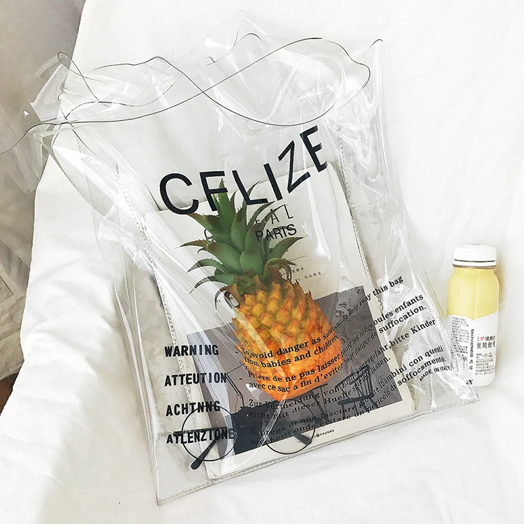 Wholesale Waterproof Transparent Shopping Bag  Shoulder Bag PVC Tote Bag