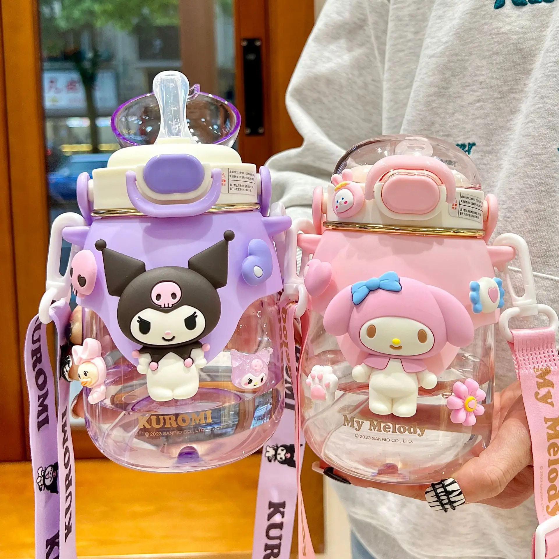 2023 Sanrio Plastic Kids Water Bottle With Straw 820ml Cute Drink Water ...