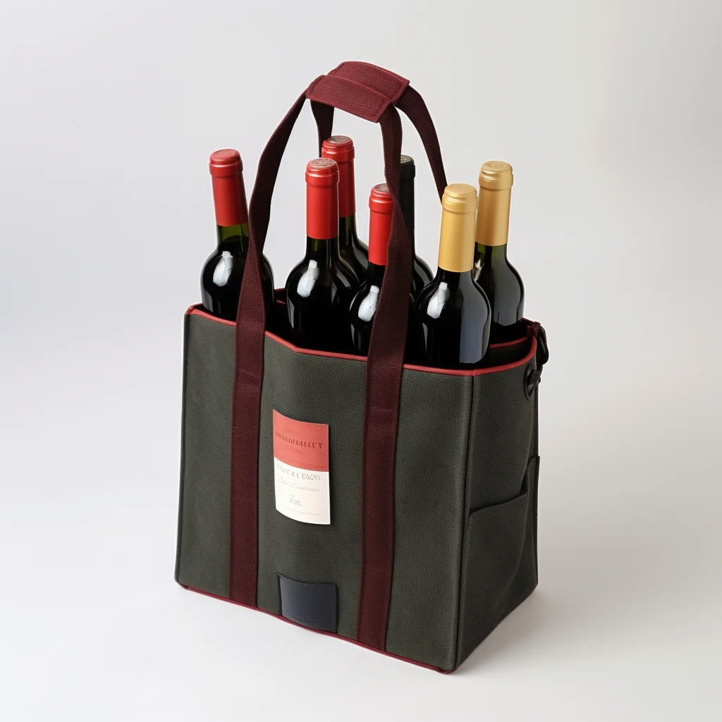 Wholesale Eco Friendly Heavy Duty Reusable 6 Bottles Carrier Non Woven Wine Tote Bag details