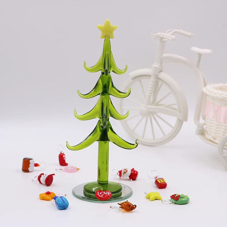 Hand Blown Glass Christmas Tree With Removable Ornament