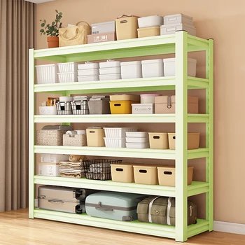 Black and White Five-layer Light Luxury Metal Rack, Stainless Steel Shelf Storage Rack