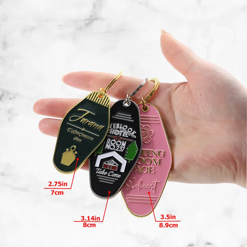 Personalized Design Custom Logo Keychain Metal Zinc Alloy Soft Enamel 3D Key Chains Wholesale Room Hotel Retro Motel Keychain