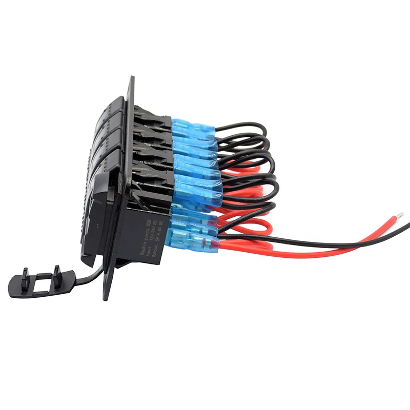 5 Pin on Off Toggle Switches Red LED Backlit 5 Gang Car Marine Aluminum ...