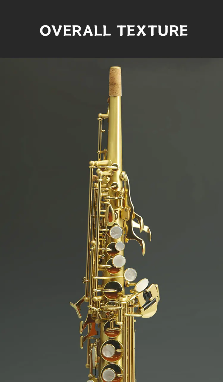 Saxophone High Grade Straight Phosphor Copper Body Gold Lacquer Keys