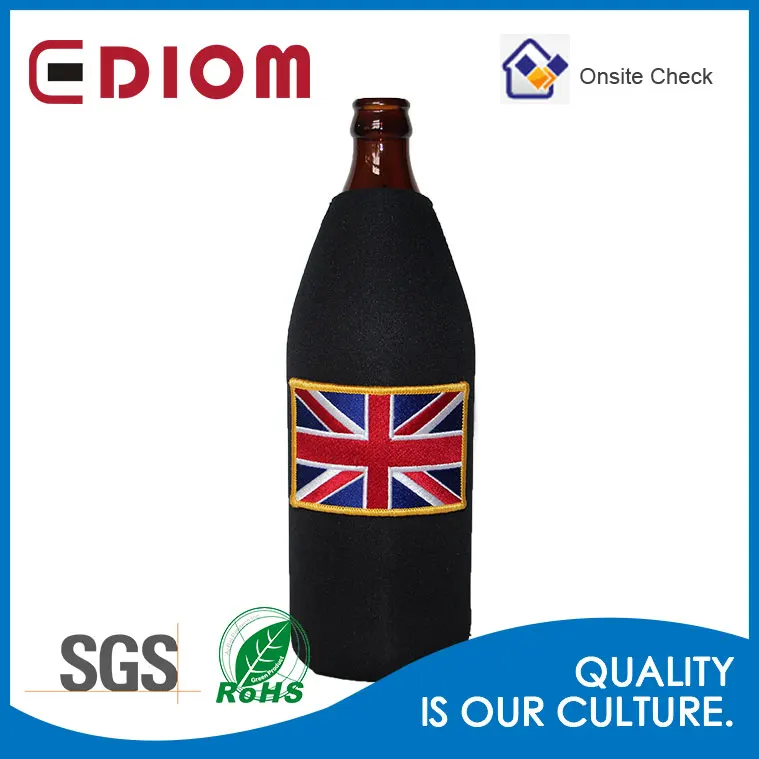 Neoprene 40oz Beer Bottle Cooler with Logo Patch