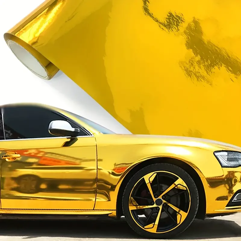 Sales Pvc Car Stickers Gold Film Scratch Resistant Vinyl Protective Stretchable Mirror Packaging